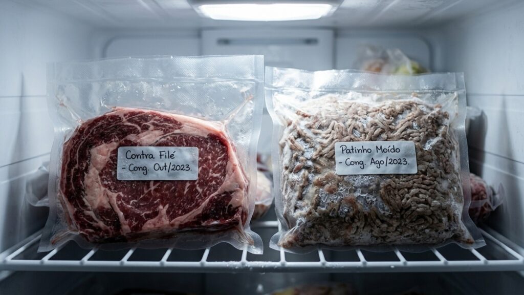 carne descongelada com manchas claras