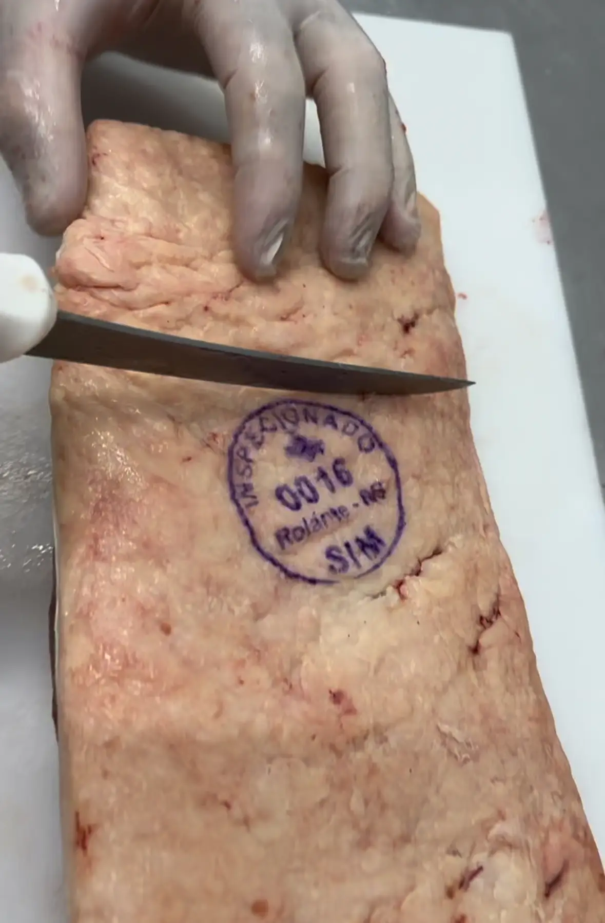 carne fresca com carimbo de inspeção no açougue