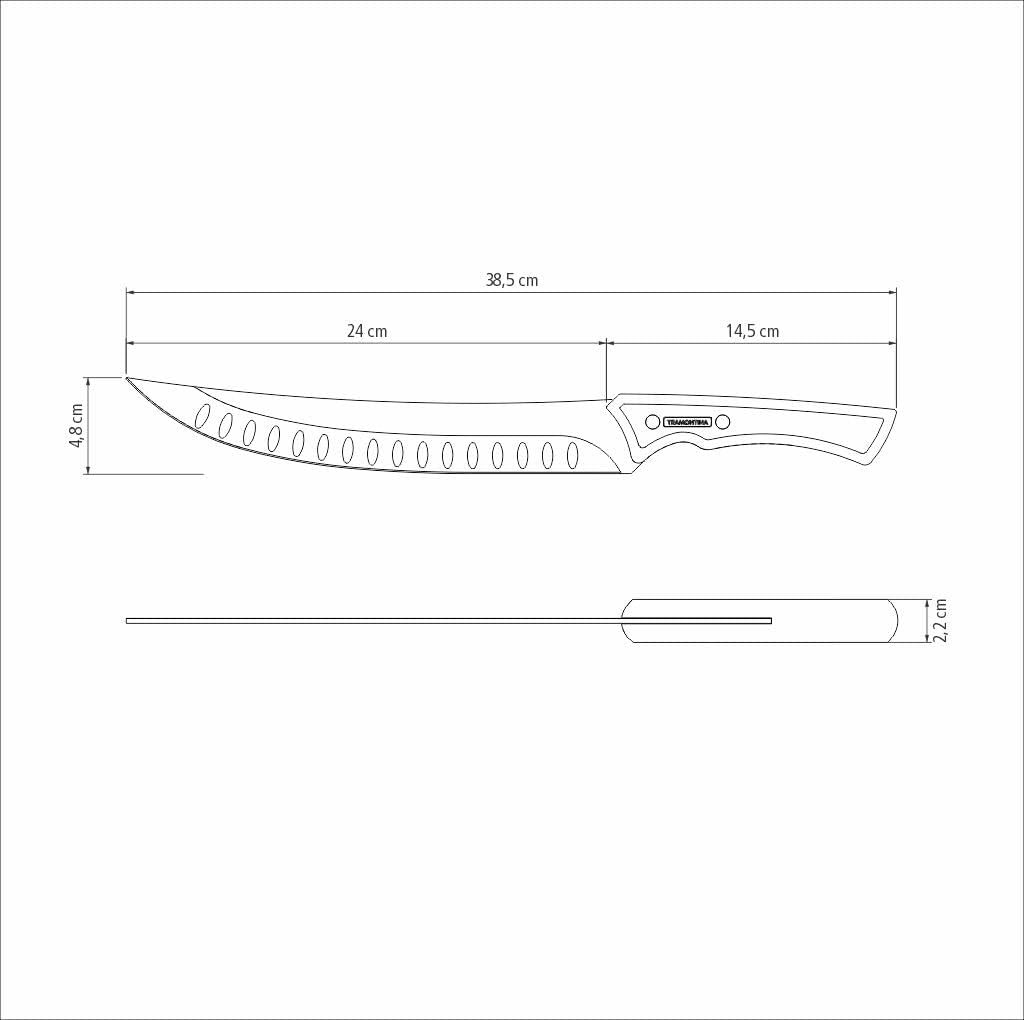 Faca para Carne Tramontina Churrasco Black com Lâmina em Aço Inox Escurecido e Cabo de Madeira 10 – 5/6