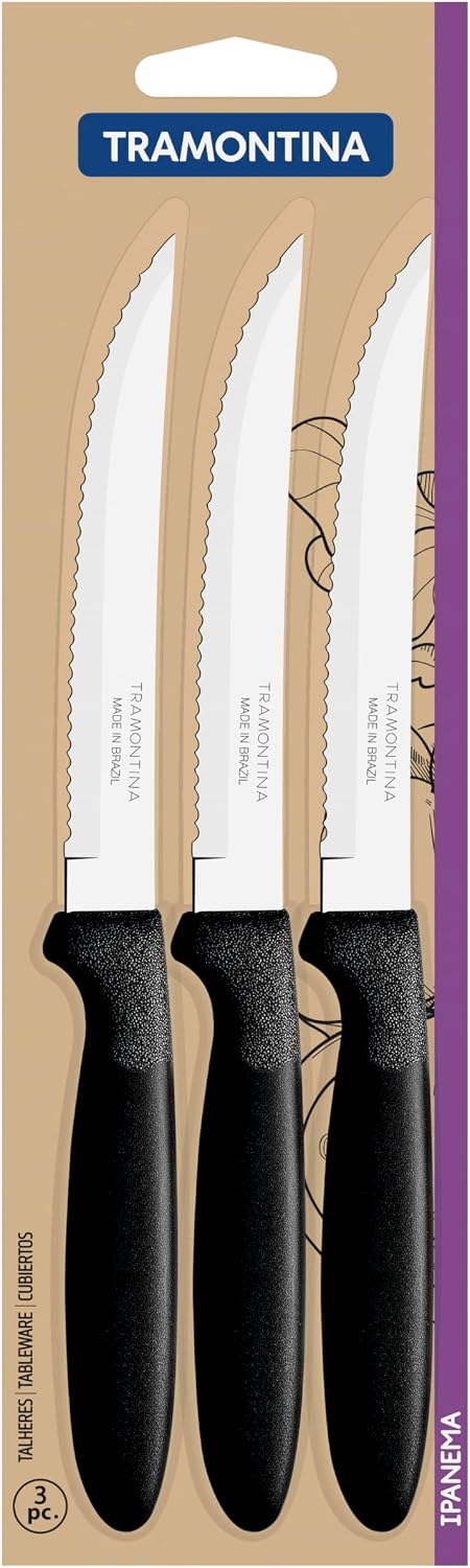 Conjunto De Facas Para Churrasco Tramontina Ipanema Com Lâminas Em Aço Inox E Cabos De Polipropileno Preto 3 Peças – 2/3