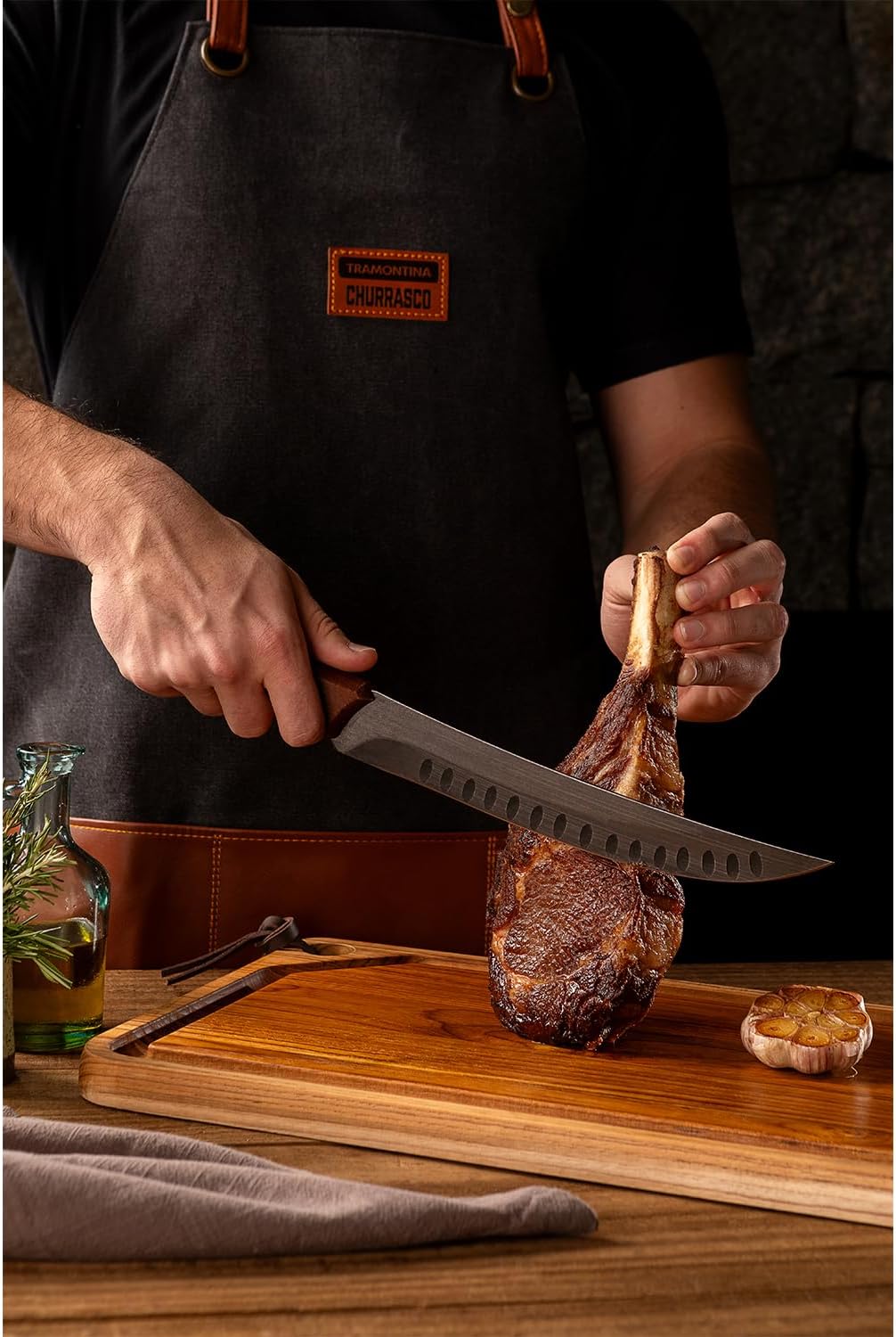 Faca para Carne Tramontina Churrasco Black com Lâmina em Aço Inox Escurecido e Cabo de Madeira 10 – 2/6