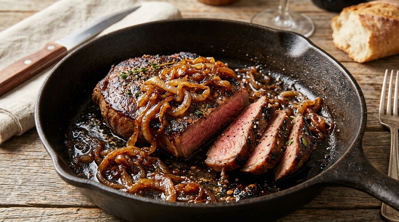 bife acebolado com patinho ou coxão mole