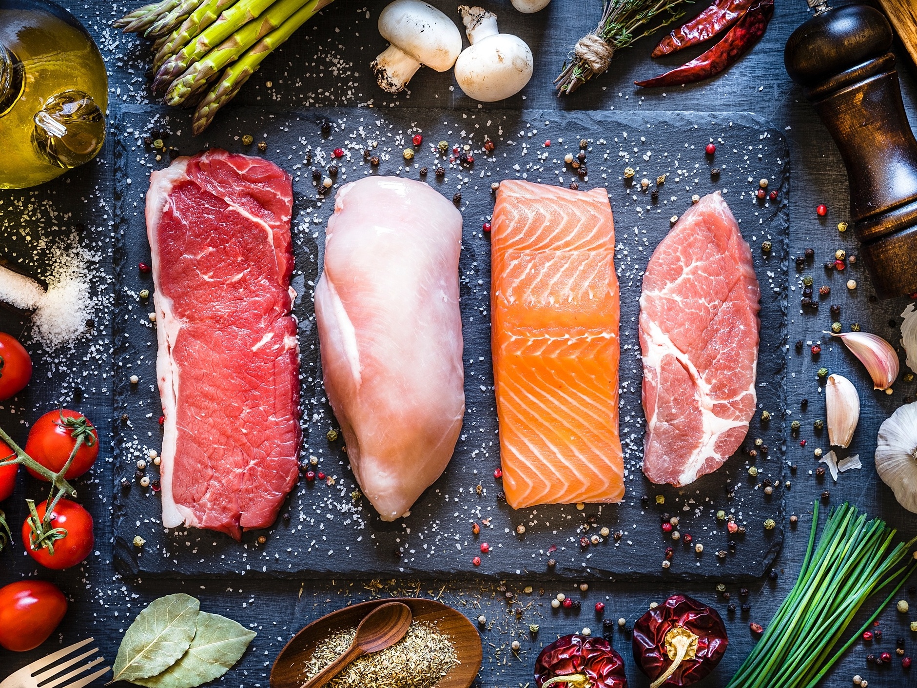 diferentes tipos de carnes cruas