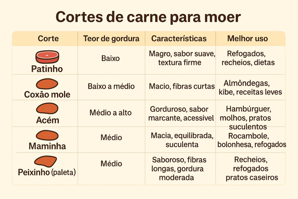 cortes de carne bovina para moer